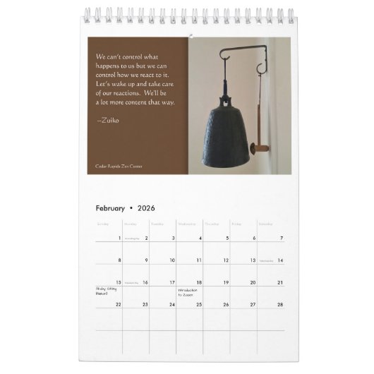 Kalender der Cedar Rapids-Zen-Mitte-2018 (Feb 2026)