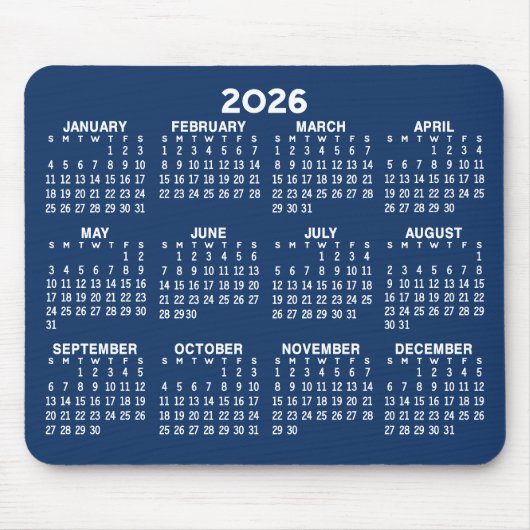 Kalender der ganzjährigen Ansicht - horizontal Mousepad (Vorne)