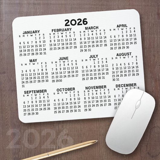 Kalender der ganzjährigen Ansicht - horizontal Mousepad
