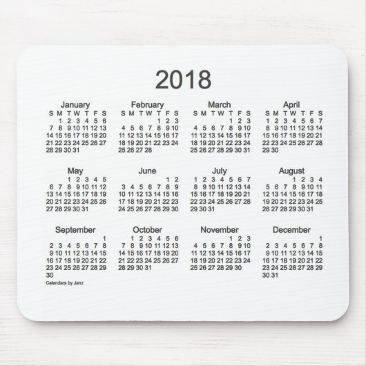 Kalender der Holzkohlen-2018 und des Weiß durch Mousepad (Vorne)