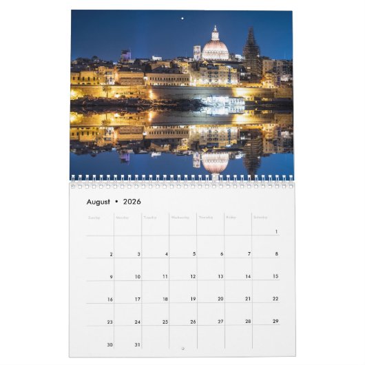 Kalender der Landschaften von Valletta (Aug 2026)