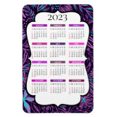 Kalender der Lila und blauen tropischen Blätter 20 Magnet (Vertikal)