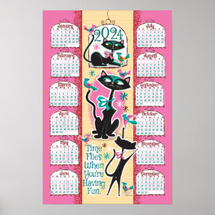 Kalender der Neuen Katzen Mitte 2024 Poster