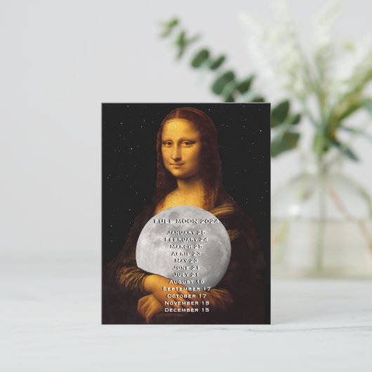 Kalender der vollen Mondphasen 2024 - US-Ostdatum Postkarte (Stehend Vorderseite)