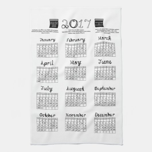 Kalender des geschirrtuch (Vertikal)