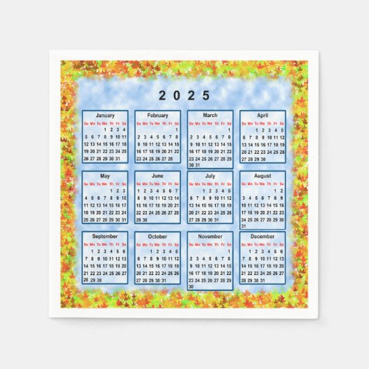 Kalender des Jahres 2025 Serviette (Vorderseite)