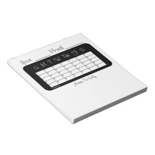 Kalender des Monats-Schwarzweiss-Notizblockes Notizblock