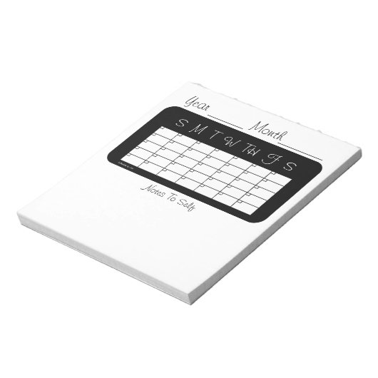 Kalender des monatsschwarzen und weißen Notepad Notizblock (Rotiert)