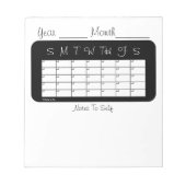 Kalender des monatsschwarzen und weißen Notepad Notizblock (Vorderseite)