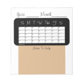 Kalender des Month Tan Notepad Notizblock (Vorderseite)