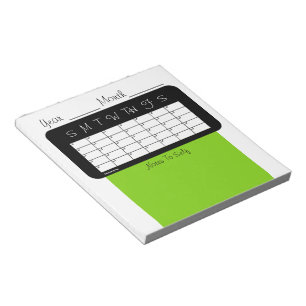 Kalender des Month Yellow Green Notepad Notizblock