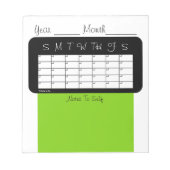 Kalender des Month Yellow Green Notepad Notizblock (Vorderseite)