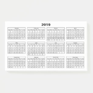 Kalender des Schwarz-2019 auf Weiß Post-it Klebezettel