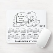 Kalender des weißen Elefant-2018 durch Janz Mousepad (Mit Mouse)