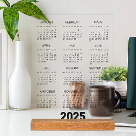 Kalender Deutsch 2025 Jährlich modern Acrylschild