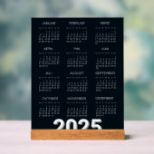 Kalender Deutsch 2025 Jährlich Modernes Schwarz un Acrylschild (Neutral)