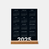 Kalender Deutsch 2025 Jährlich Modernes Schwarz un Acrylschild (Vorderseite)