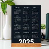 Kalender Deutsch 2025 Jährlich Modernes Schwarz un Acrylschild