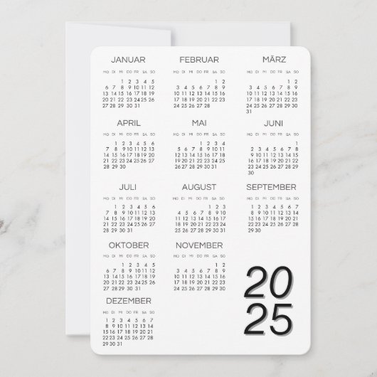 Kalender Deutsch 2025 Kalender Schwarz/Weiß Einladung (Vorderseite)