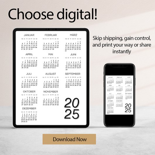 Kalender Deutsch 2025 Kalender Schwarz/Weiß Einladung