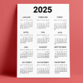 Kalender Deutsch 2025 Schwarz/Weiß Minimalistisch Einladung