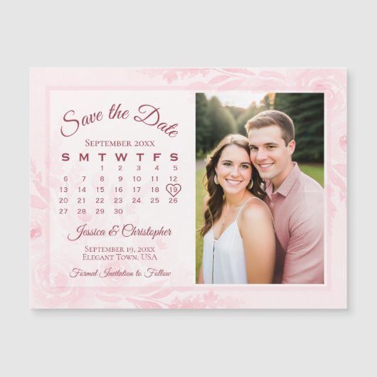 Kalender & Foto Magnet zum Speichern des Hochzeits (Vorderseite)