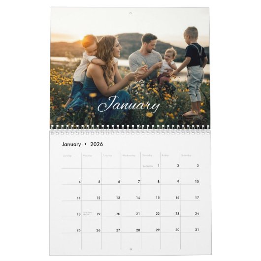 Kalender für benutzerdefinierte Fotos der 2024-Fam (Jan 2026)