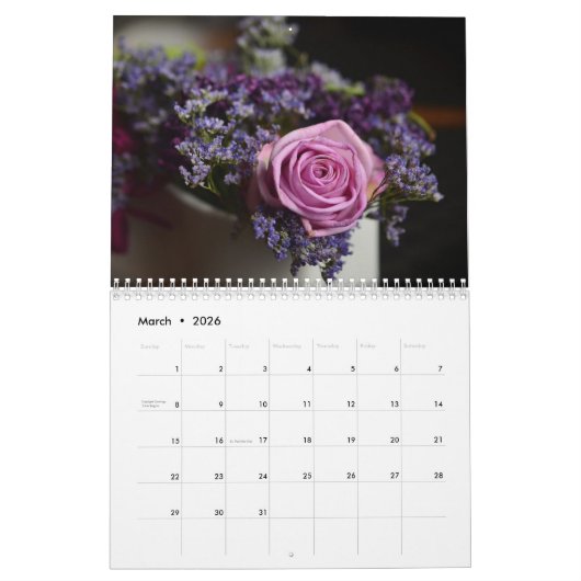 Kalender für benutzerdefinierte Rose | Bearbeitbar (Mär 2026)