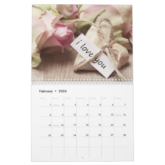 Kalender für benutzerdefinierte Rose | Bearbeitbar (Feb 2026)