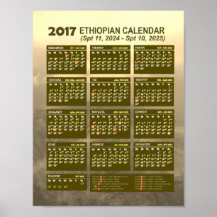 Kalender für das äthiopische Neujahr 2017 2024/202 Poster