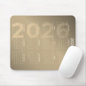 Kalender für das ganze Jahr 2026 mit braunem Farbv Mousepad (Mit Mouse)