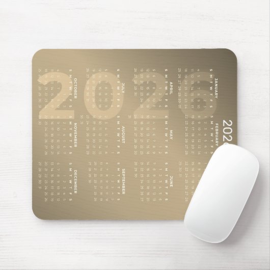 Kalender für das ganze Jahr 2026 mit braunem Farbv Mousepad (Mit Mouse)