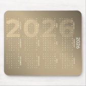 Kalender für das ganze Jahr 2026 mit braunem Farbv Mousepad (Vorne)