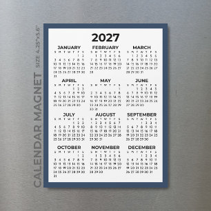 Kalender für das ganze Jahr 2027 mit magnetischer Magnetkarte