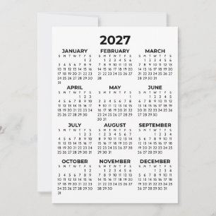 Kalender für das gesamte Jahr 2027 Basic Simple Einladung
