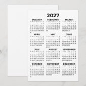 Kalender für das gesamte Jahr 2027 Basic Simple Einladung (Vorne/Hinten)