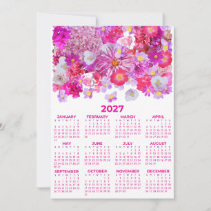 Kalender für das Jahr 2027 mit rosa Blumen Einladung