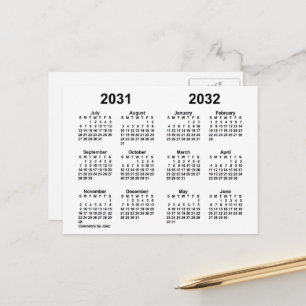 Kalender für das Schuljahr 2031-2032 der White Sch Postkarte