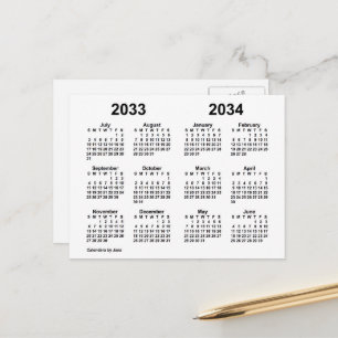 Kalender für das Schuljahr 2033-2034 der White Sch Postkarte