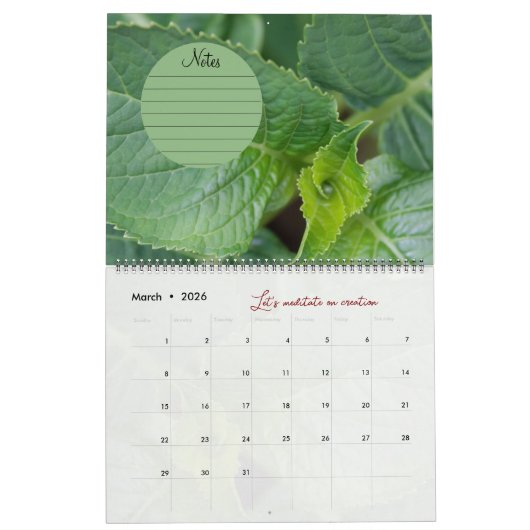 Kalender für Gott Meditation Gartenbilder: Notizen (Mär 2026)