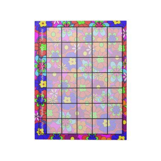 Kalender für Hippy-Retro-Blume Notizblock (Rotiert)