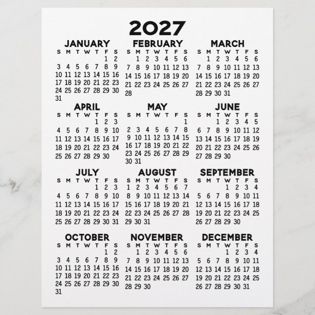 Kalender für Letter Size Paper Lethead Briefbogen (Vorderseite)