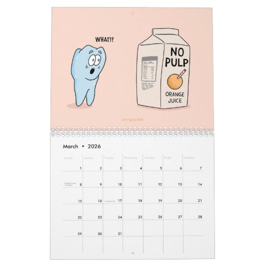Kalender für zahnärztliche Comicen und Cartoon (Mär 2026)