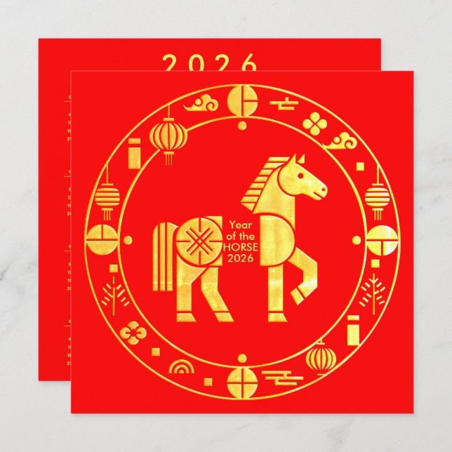 Kalender Gold Chinesisches neues Jahr 2026 (Vorne/Hinten)