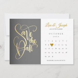 Kalender Gold Liebe Herz QR Code Hochzeit Save The Date