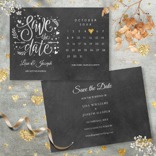 Kalender Gold Liebe Herz Schwarz Weiß Save The Date