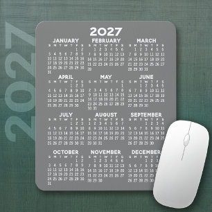 Kalender - grauer Hintergrund - Vertikal Mousepad