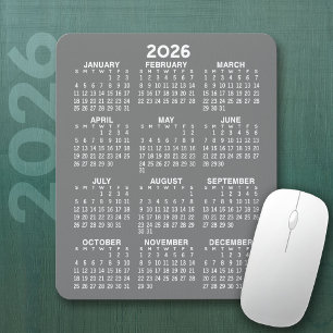 Kalender - grauer Hintergrund - Vertikal Mousepad