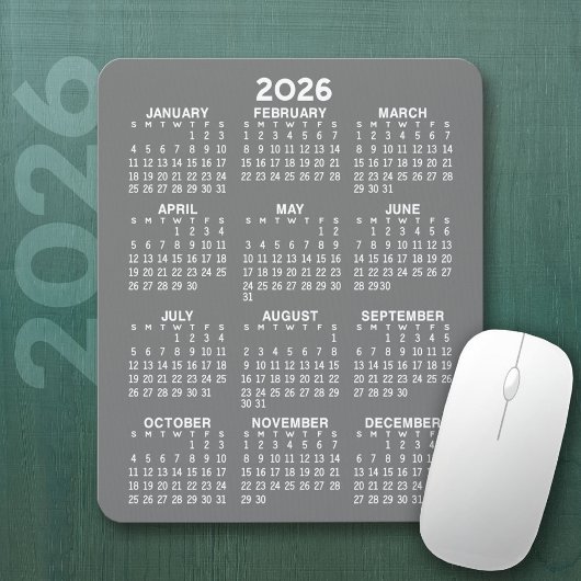 Kalender - grauer Hintergrund - Vertikal Mousepad