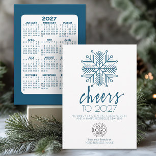 Kalender - Happy New Year Blue Snowflake Business Feiertagskarte